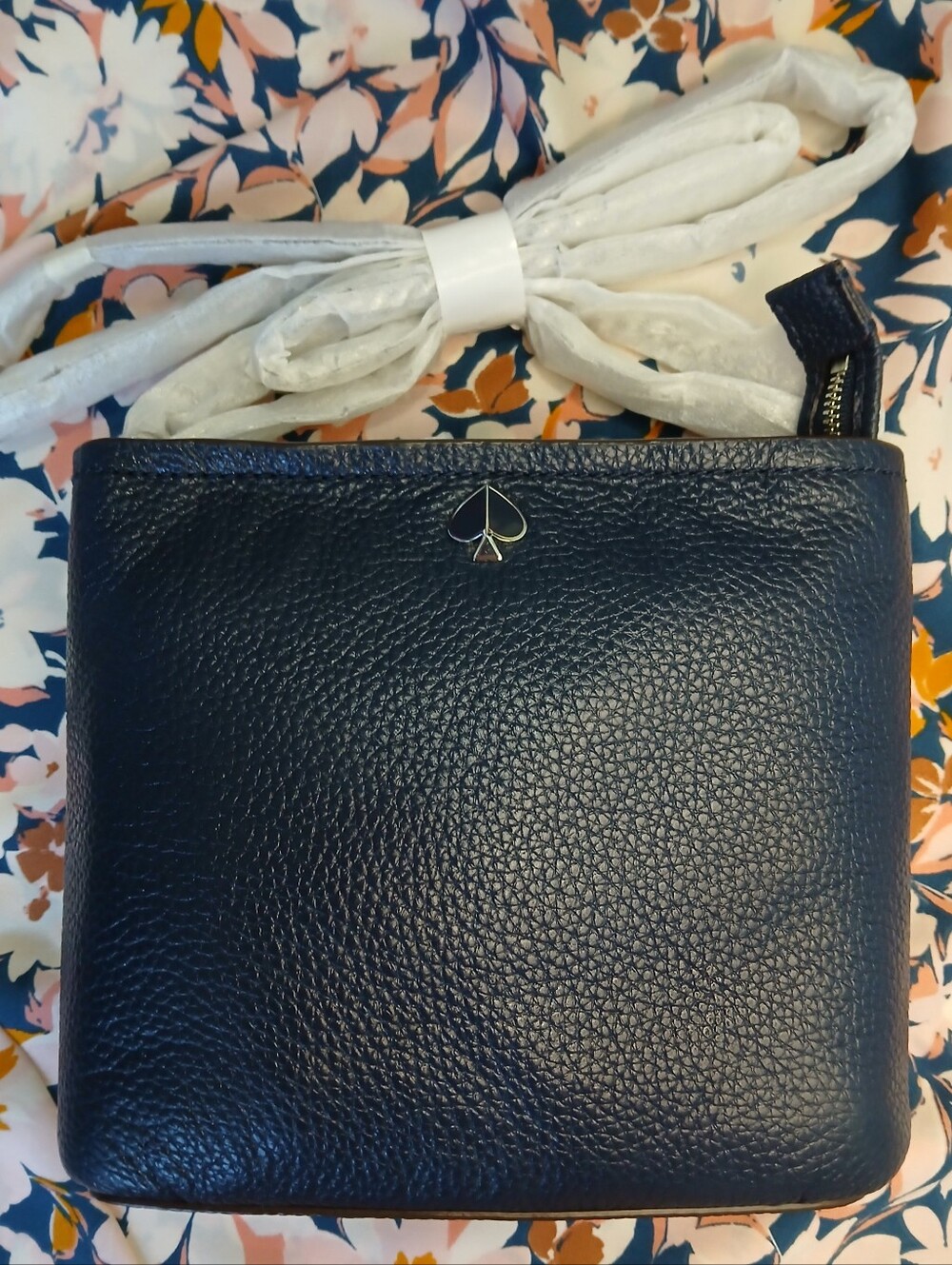 New With Tags-Kate Spade-Navy-Polly Pebble Leather Chain Crossbody Bag